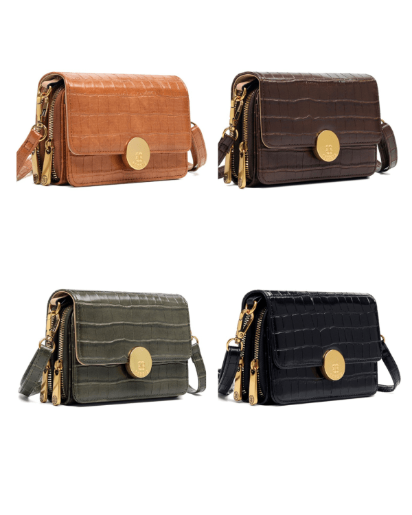 Bessie - Small Patent Croc Print Cross Body Bag