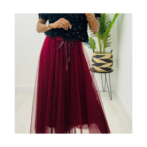 Wine Tulle Skirt